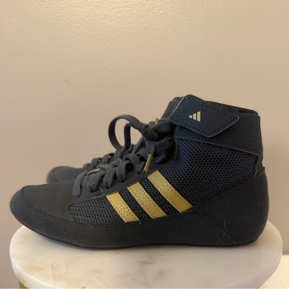 Adidas Black Sneakers with Gold wrestling mat shoes